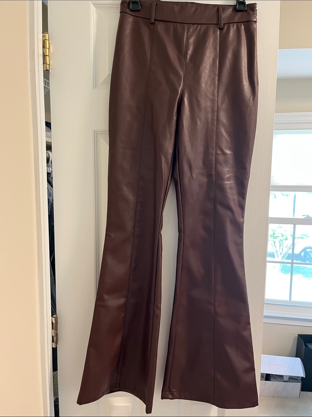 Forever 21 Faux Leather Flare Pants in Dark Brown